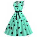 Womens 50s Vintage Retro Rockabilly Sleeveless V Neck Cocktail Party Swing Dress Green