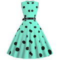Womens 50s Vintage Retro Rockabilly Sleeveless V Neck Cocktail Party Swing Dress Green