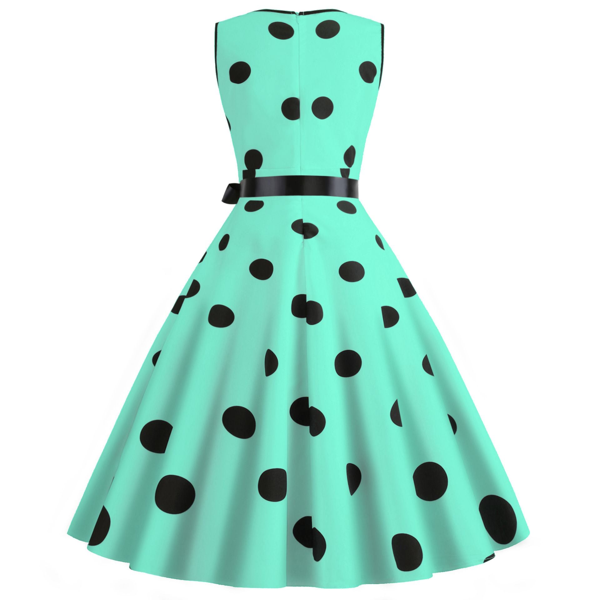 Womens 50s Vintage Retro Rockabilly Sleeveless V Neck Cocktail Party Swing Dress Green