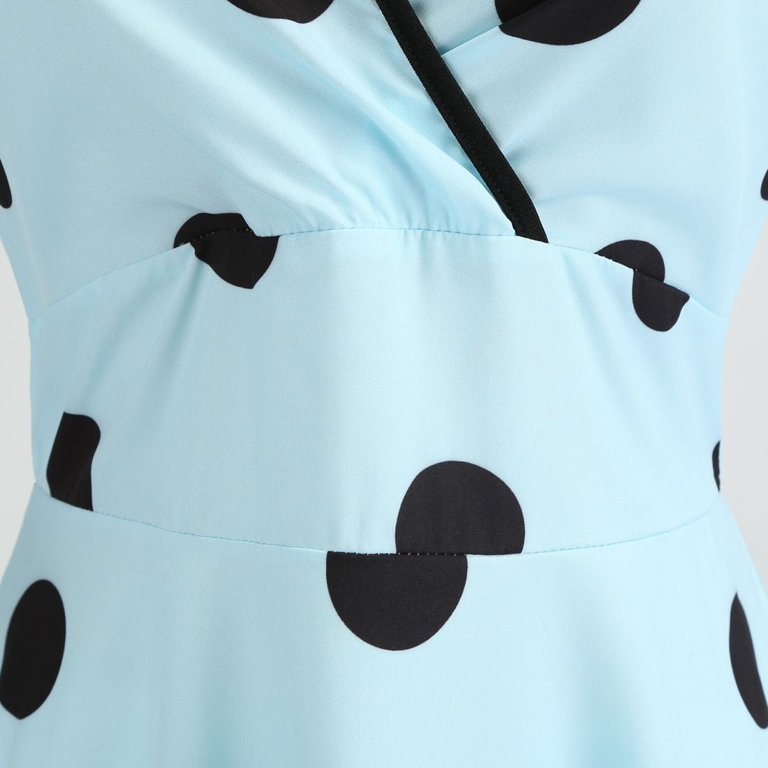 Womens 50s Vintage Retro Rockabilly Sleeveless V Neck Cocktail Party Swing Dress Light Blue