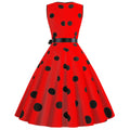 Womens 50s Vintage Retro Rockabilly Sleeveless V Neck Cocktail Party Swing Dress Red