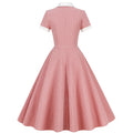 Womens A Line Cape Collar Vintage Swing 1950s Summer Cute Dress with Button Pink