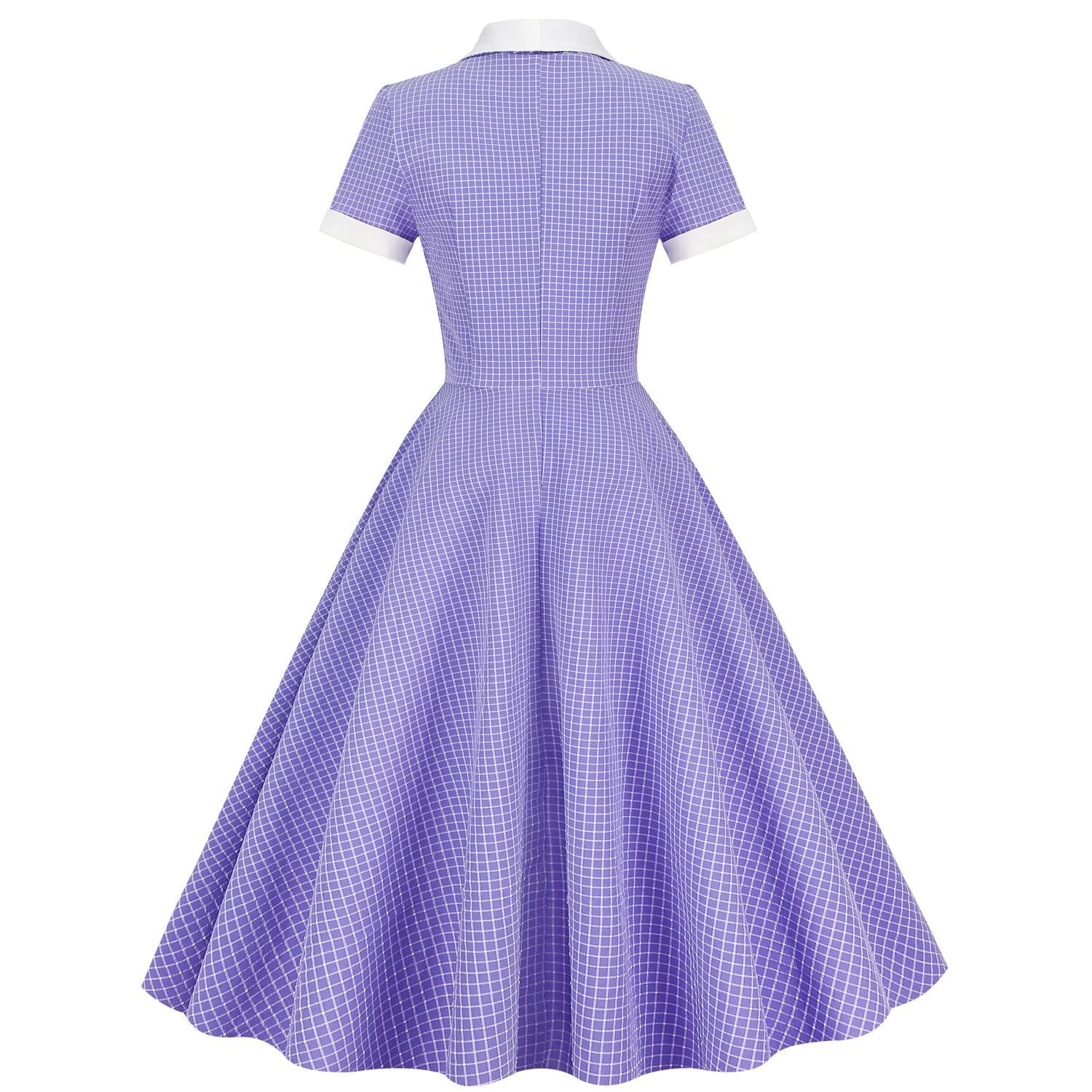 Womens A Line Cape Collar Vintage Swing 1950s Summer Cute Dress with Button Purple