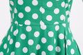 Womens Embroidery Collar Polka Dots 1950s Tea Party Vintage Cocktail Dress Green