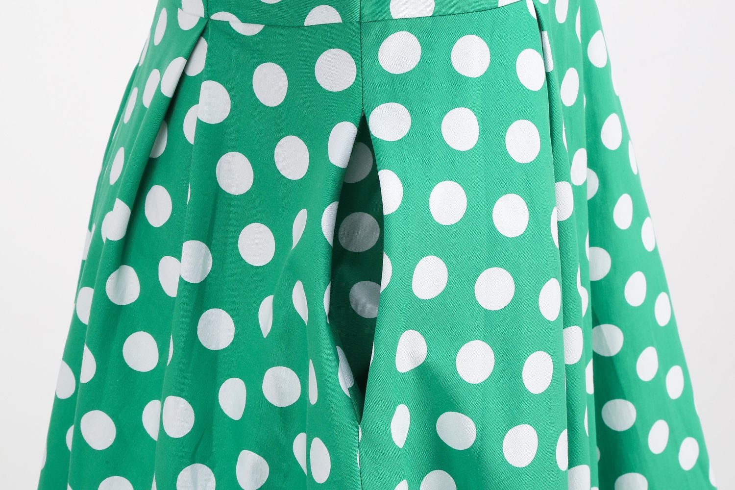Womens Embroidery Collar Polka Dots 1950s Tea Party Vintage Cocktail Dress Green