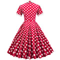 Womens Embroidery Collar Polka Dots 1950s Tea Party Vintage Cocktail Dress Red