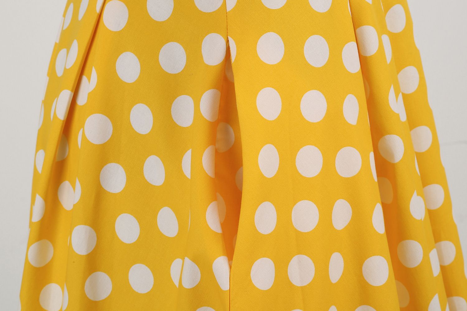 Womens Embroidery Collar Polka Dots 1950s Tea Party Vintage Cocktail Dress Yellow