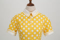 Womens Embroidery Collar Polka Dots 1950s Tea Party Vintage Cocktail Dress Yellow