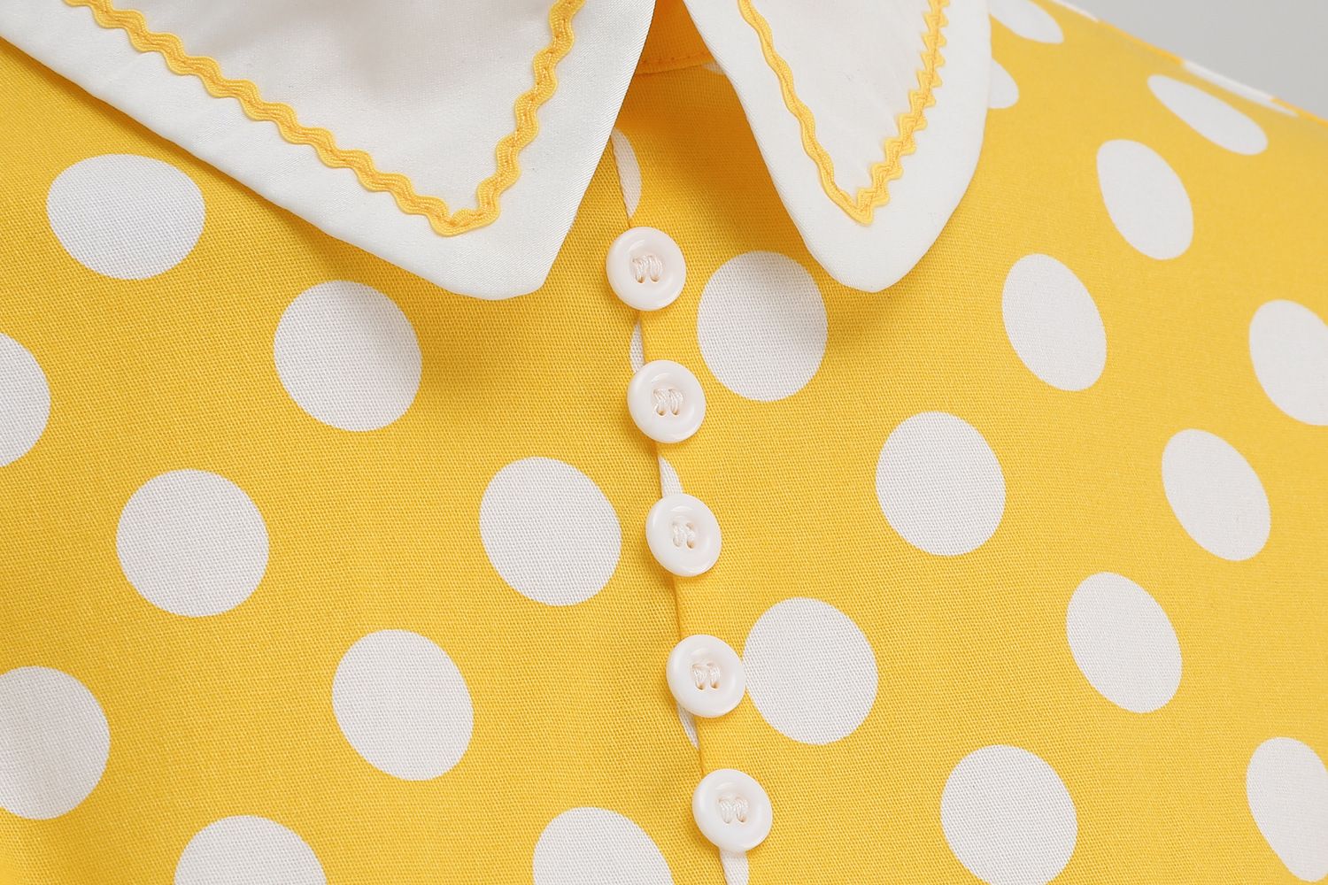 Womens Embroidery Collar Polka Dots 1950s Tea Party Vintage Cocktail Dress Yellow