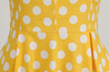 Womens Embroidery Collar Polka Dots 1950s Tea Party Vintage Cocktail Dress Yellow