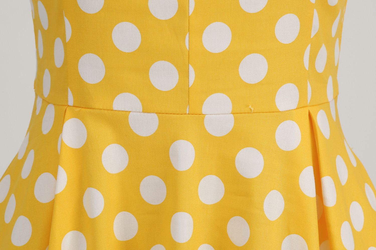 Womens Embroidery Collar Polka Dots 1950s Tea Party Vintage Cocktail Dress Yellow