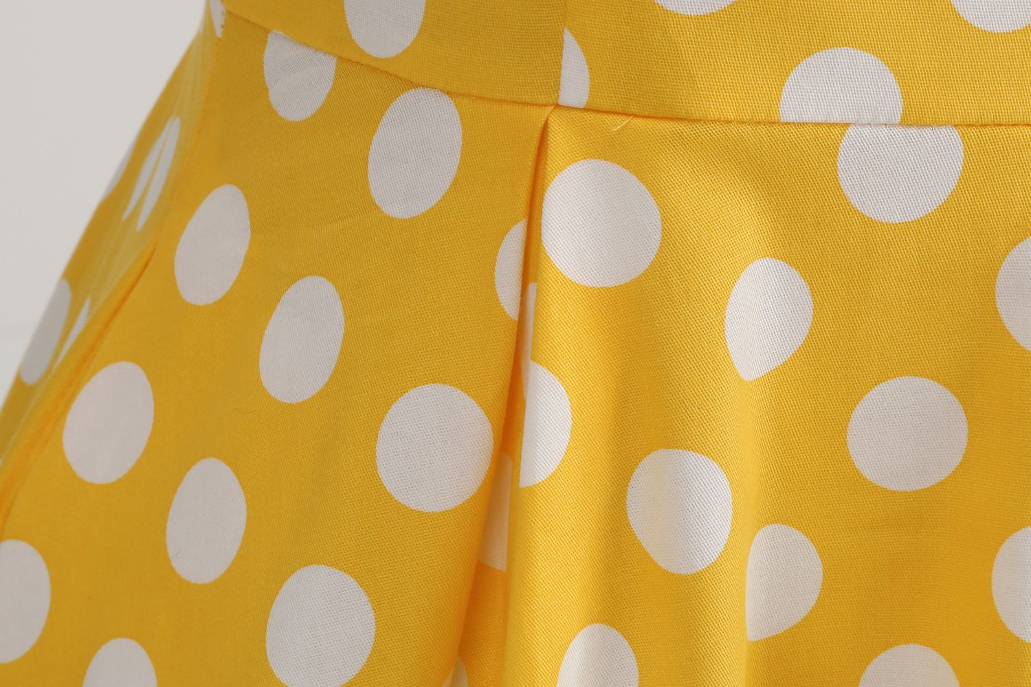 Womens Embroidery Collar Polka Dots 1950s Tea Party Vintage Cocktail Dress Yellow