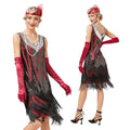 Womens Flapper Dress Sequined Fringe 1920s Gatsby Party Cocktail Dresses Red