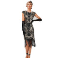 Women's Flapper Dresses 1920s Beaded Fringed Great Gatsby Dress Black
