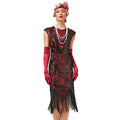 Womens Flapper Dresses 1920s Beaded Fringed Great Gatsby Dress Red