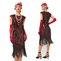 Womens Flapper Dresses 1920s Beaded Fringed Great Gatsby Dress Red