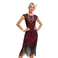 Womens Flapper Dresses 1920s Vintage Beaded Fringed Great Gatsby Dress Roaring 20s Red