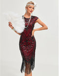 Womens Flapper Dresses 1920s Vintage Beaded Fringed Great Gatsby Dress Roaring 20s Red