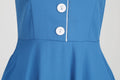 Womens Hepburn Style 1950s Vintage Style Backless Halter Neck Dress Blue
