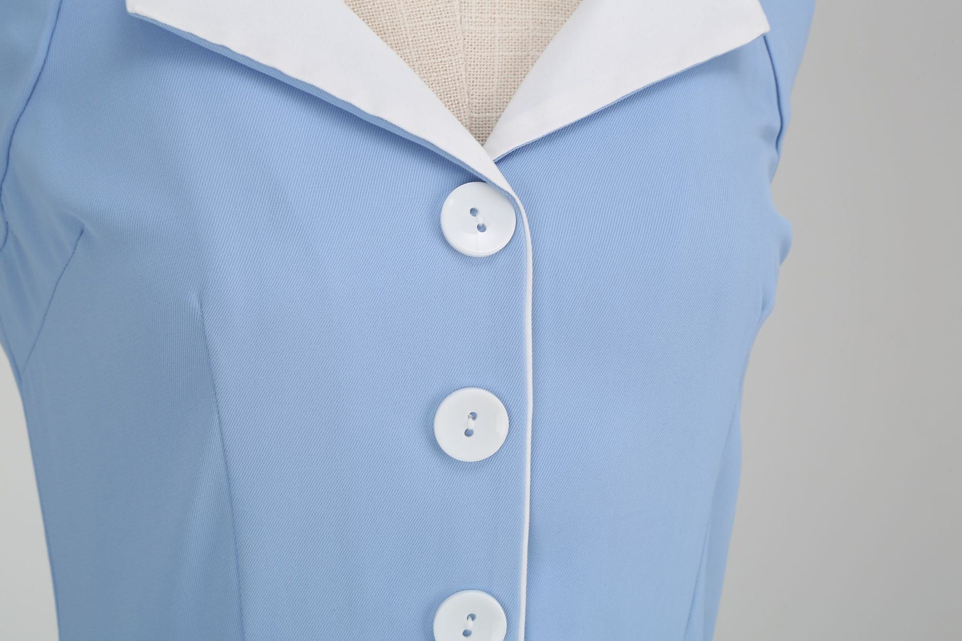 Womens Hepburn Style 1950s Vintage Style Backless Halter Neck Dress Light Blue