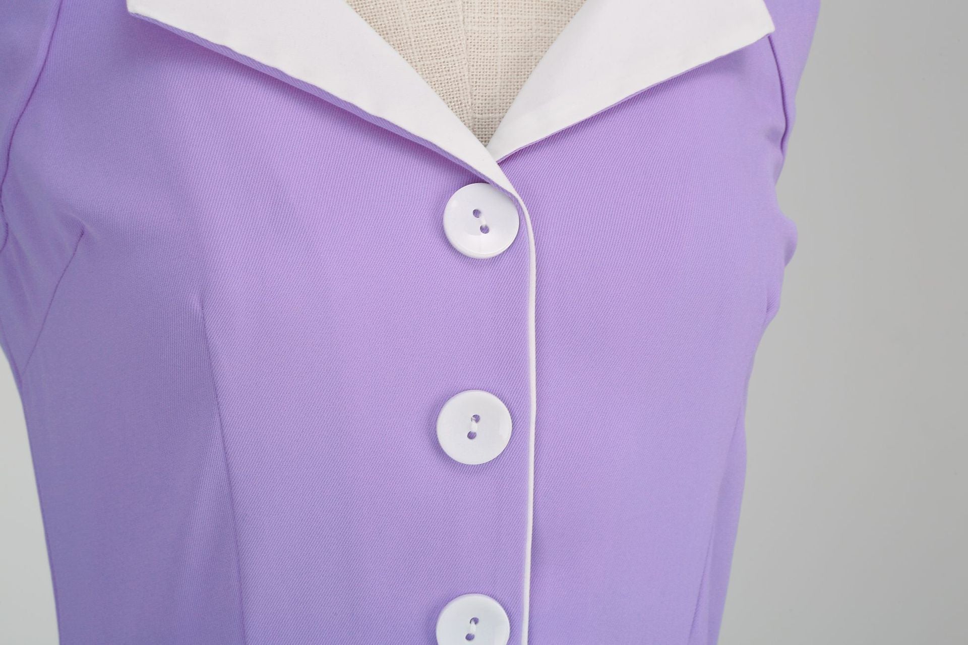 Womens Hepburn Style 1950s Vintage Style Backless Halter Neck Dress Light Purple