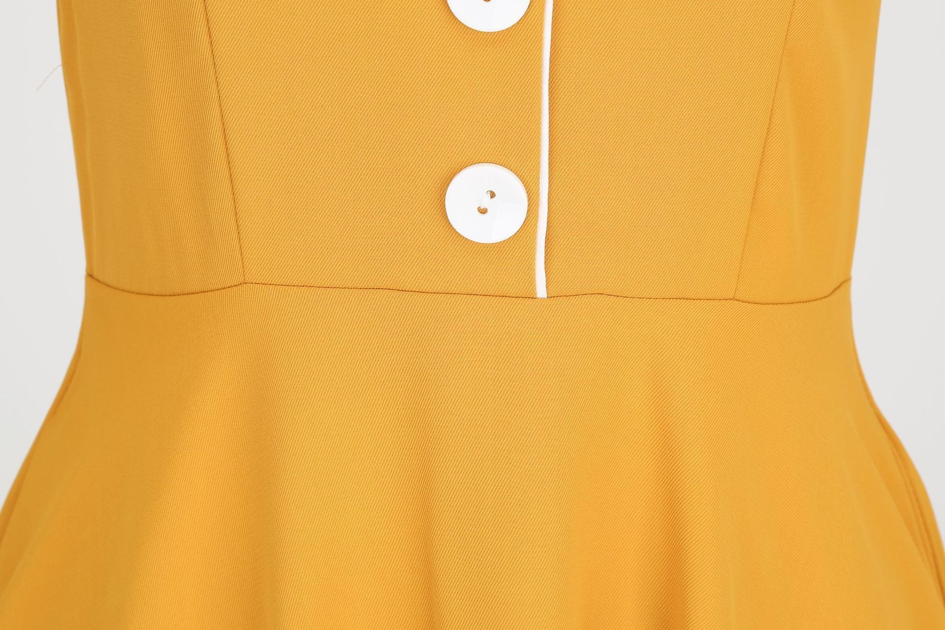 Womens Hepburn Style 1950s Vintage Style Backless Halter Neck Dress Yellow