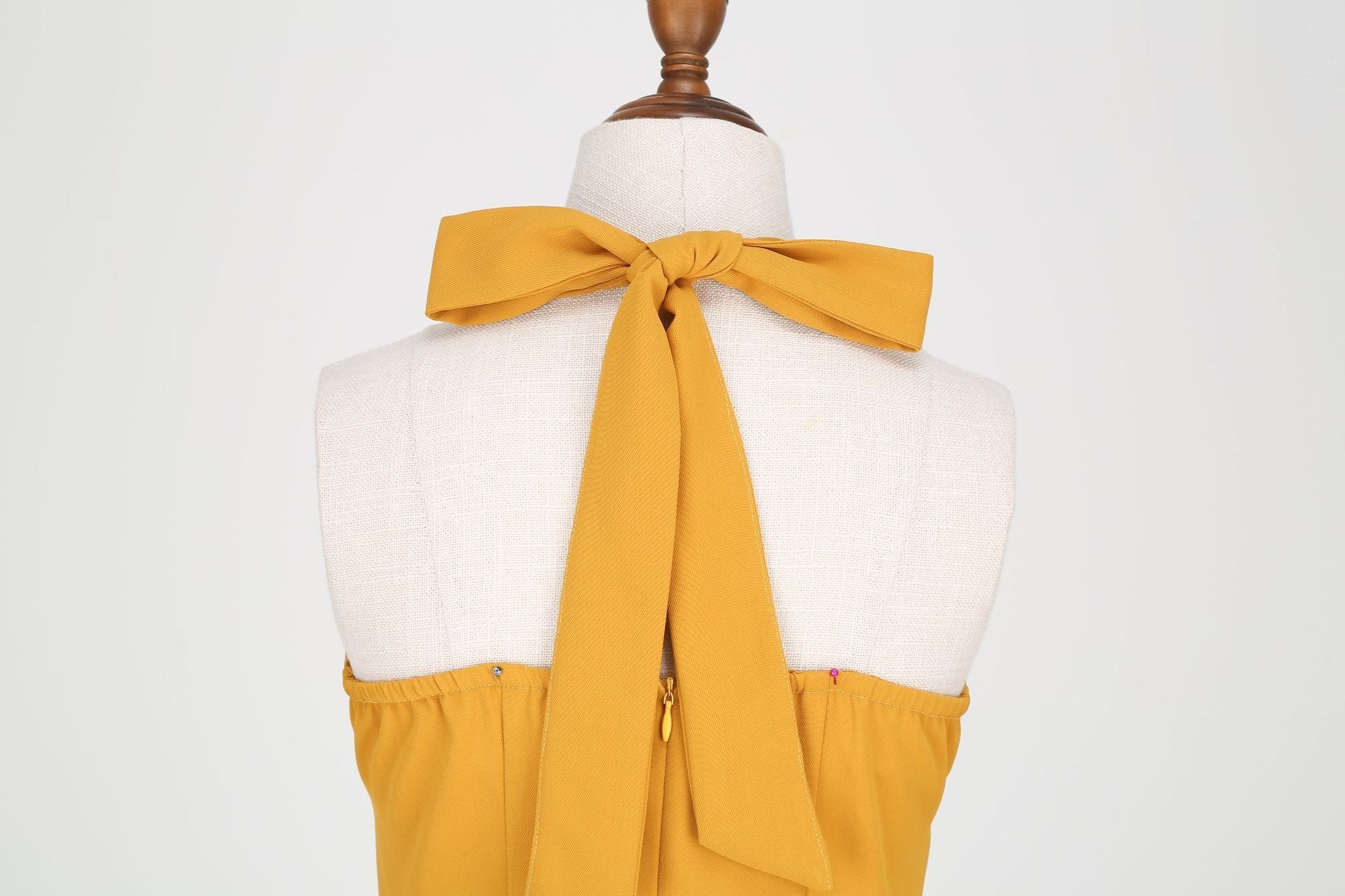 Womens Hepburn Style 1950s Vintage Style Backless Halter Neck Dress Yellow