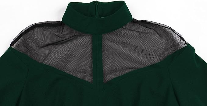 Womens Mesh Bell Sleeves Halloween Gothic Vintage Dress Green