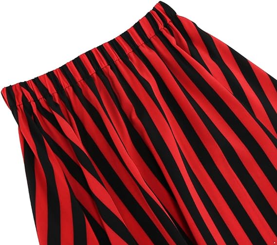 Womens Pirate Halloween Costume Medieval Striped Skirt with Headscarf Red