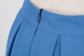 Womens Pleated 1950s Vintage Skirt Floral Print A-line Midi Skirts Blue