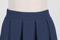 Womens Pleated 1950s Vintage Skirt Floral Print A-line Midi Skirts Navy