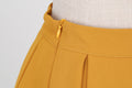 Womens Pleated 1950s Vintage Skirt Floral Print A-line Midi Skirts Yellow