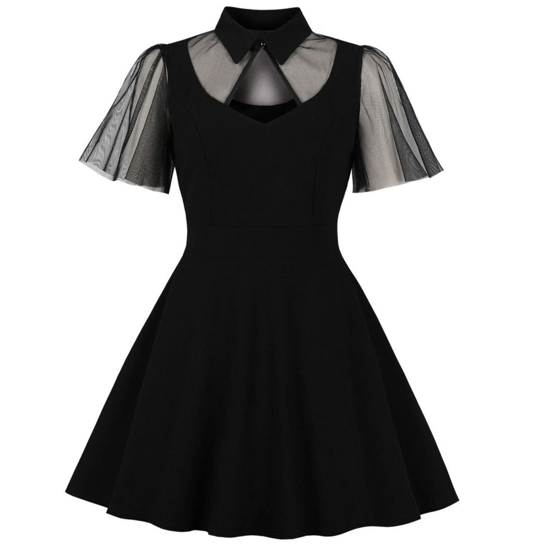 Womens Plus Size Gothic Vintage 50s 60s Lace Black Midi Dress