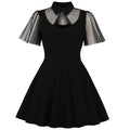Womens Plus Size Gothic Vintage 50s 60s Lace Black Midi Dress