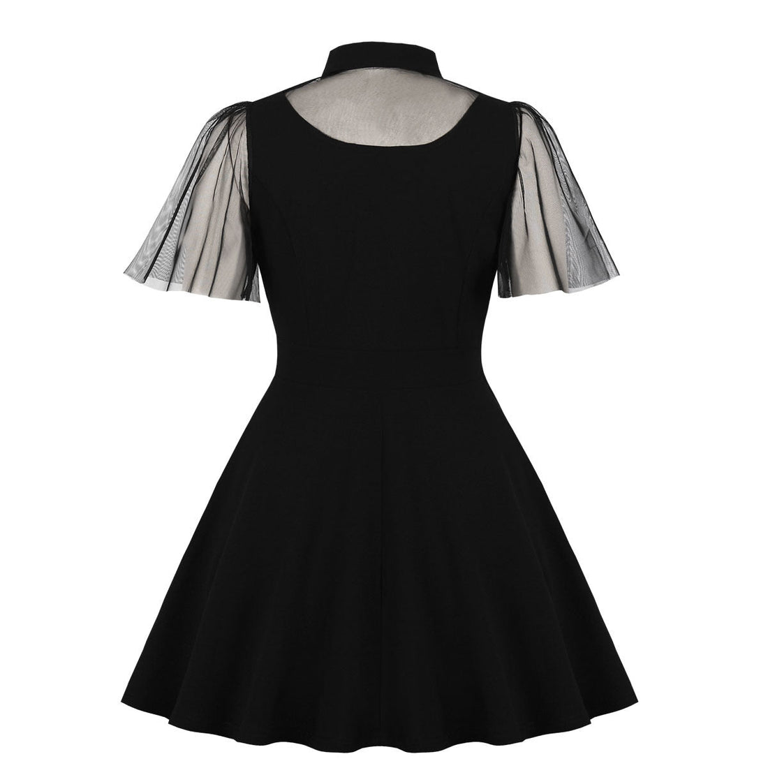 Womens Plus Size Gothic Vintage 50s 60s Lace Black Midi Dress
