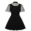 Womens Plus Size Gothic Vintage 50s 60s Lace Black Midi Dress