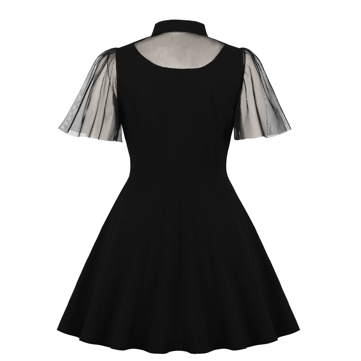 Womens Plus Size Gothic Vintage 50s 60s Lace Black Midi Dress