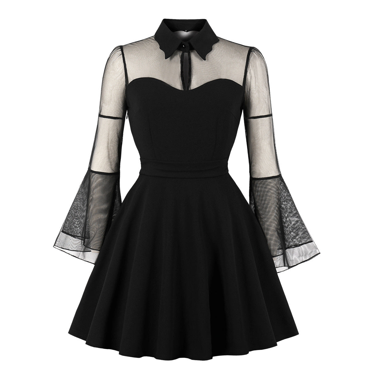 Womens Plus Size Lace Witchy Gothic 40s 50s Retro Vintage Dress Black