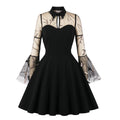 Womens Plus Size Lace Witchy Gothic 40s 50s Retro Vintage Dress Black Branch