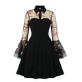 Womens Plus Size Lace Witchy Gothic 40s 50s Retro Vintage Dress Black Red
