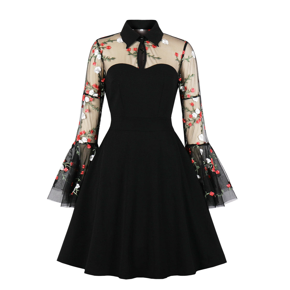 Womens Plus Size Lace Witchy Gothic 40s 50s Retro Vintage Dress Black Red