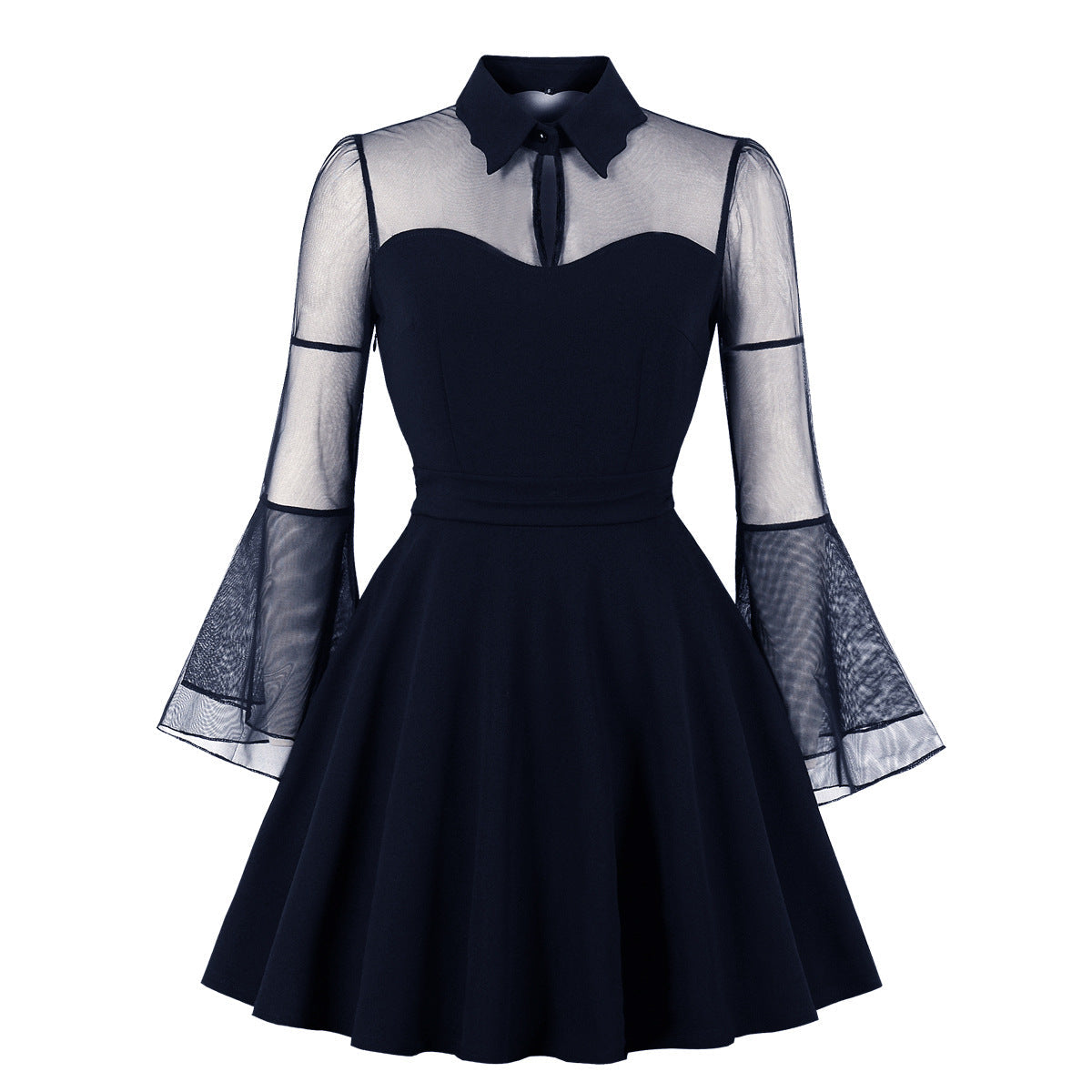 Womens Plus Size Lace Witchy Gothic 40s 50s Retro Vintage Dress Navy