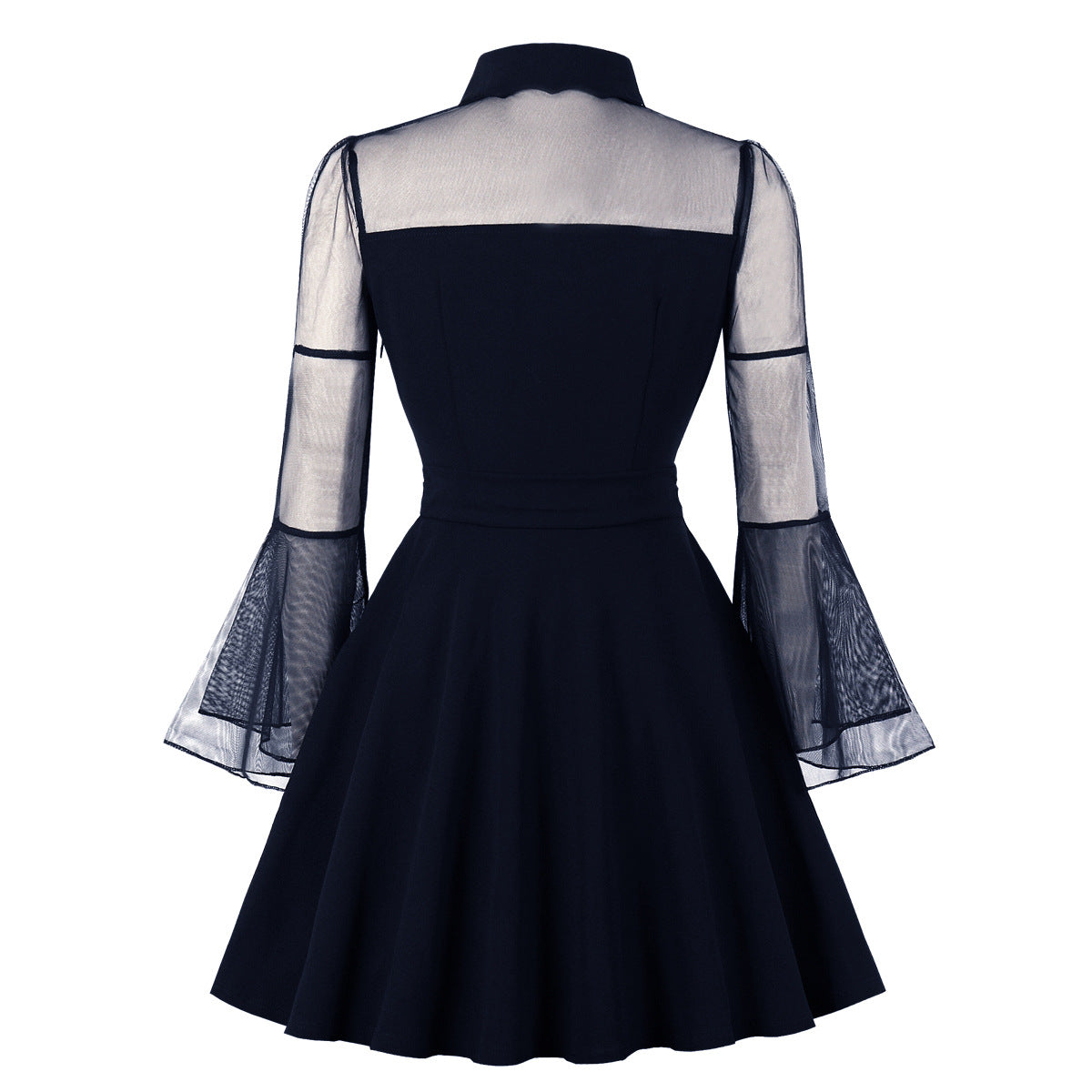 Womens Plus Size Lace Witchy Gothic 40s 50s Retro Vintage Dress Navy