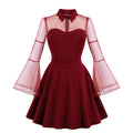 Womens Plus Size Lace Witchy Gothic 40s 50s Retro Vintage Dress Red