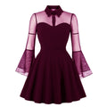 Womens Plus Size Lace Witchy Gothic 40s 50s Retro Vintage Dress Wine