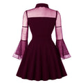 Womens Plus Size Lace Witchy Gothic 40s 50s Retro Vintage Dress Wine
