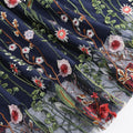 Womens Retro 50s Vintage Floral Tulle Embroidery A-Line Pleated Skirts Blue