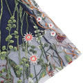 Womens Retro 50s Vintage Floral Tulle Embroidery A-Line Pleated Skirts Blue