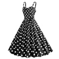 Womens Retro Rockabilly Dress Floral Audrey Hepburn 50s 60s Party Gown Black