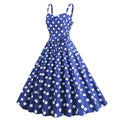 Womens Retro Rockabilly Dress Floral Audrey Hepburn 50s 60s Party Gown Blue